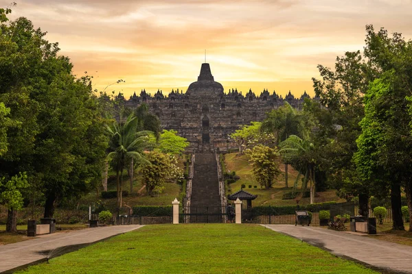 Borobudur Vagy Barabudur Egy Mahayana Buddhista Templom Magelang Regency Java — Stock Fotó