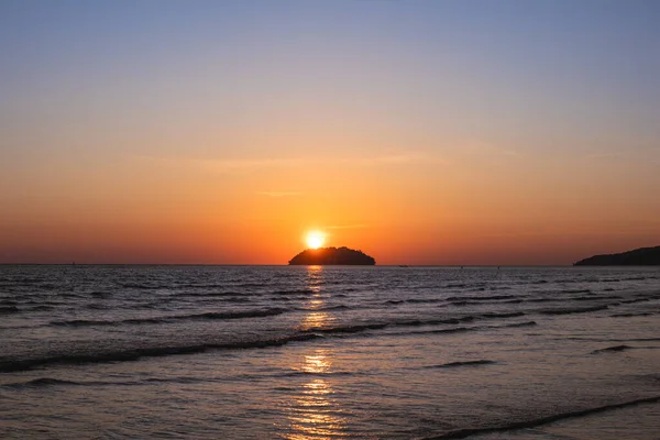 Sunset View Bij Tanjung Aru Beach Kota Kinabalu Sabah Maleisië — Stockfoto