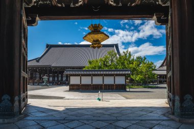 Japonya, Kansai, Kyoto 'daki Nishi Honganji Tapınağı Amidado ve Goeido Salonu.