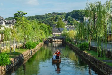 Okayama, Chugoku, Japonya 'daki Kurashiki Bikan Tarihi Bölgesi