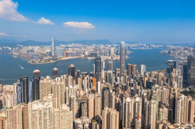 Viktorya Limanı ve Hong Kong Adası 'nın Hong Kong, Çin' deki zirvesi.