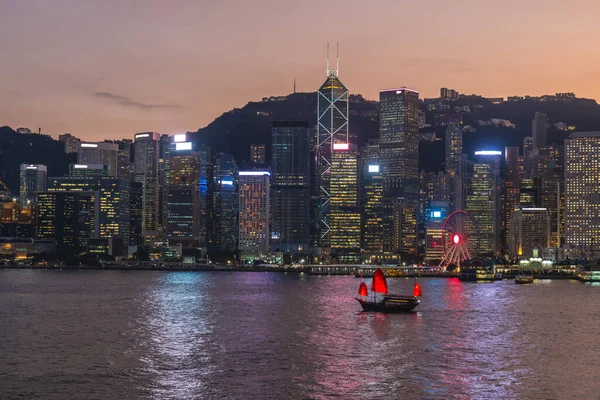 Vista Noturna Porto Victoria Ilha Hongkong Hong Kong China — Fotografia de Stock