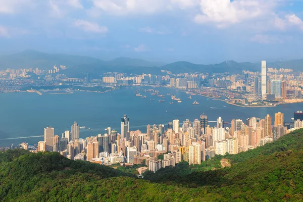 View Victoria Harbour Hong Kong Island High West Peak Hongkong — Stock Photo, Image
