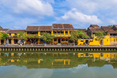 Hoi 'nin nehir kıyısının manzarası Vietnam' da eski bir kasaba, bir unesco miras alanı