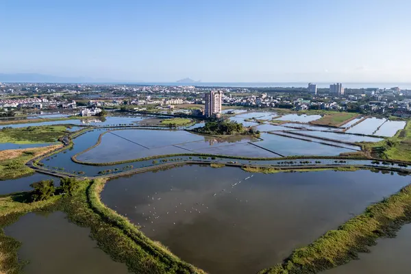 Aerial view of 52 jia Wetland in Yilan county, Taiwan