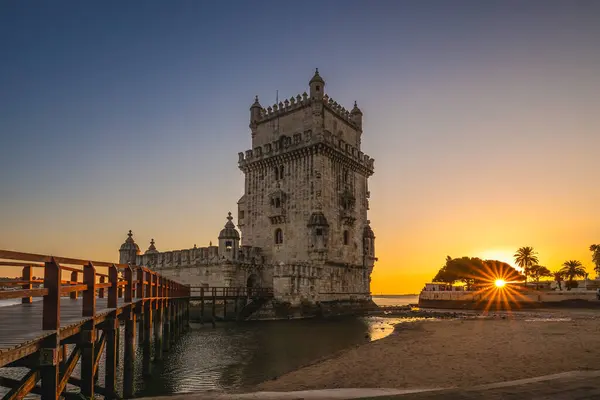 Wieża Belem Alias Wieża Wincentego Dzielnicy Belem Lizbonie Portugalia — Zdjęcie stockowe