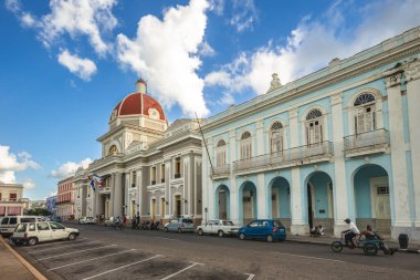 30 Ekim 2019 Palacio de Gobierno, Hükümet Sarayı, Armas Meydanı, Cienfuegos, Küba. 1819 yılında inşa edilmiş ve 2005 yılında UNESCO tarafından İnsanlığın Kültürel Mirası ilan edilmiştir..