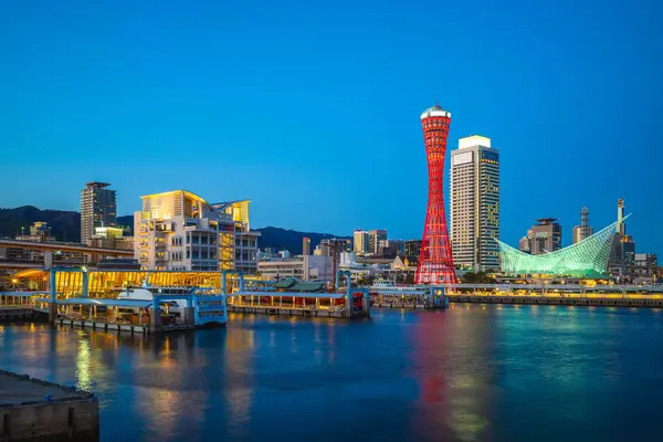 Nattbild Port Kobe Osaka Aera Japan — Stockfoto