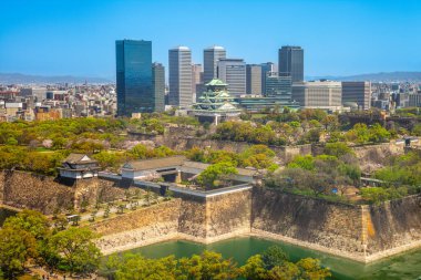 Ana kale ve Osaka Kalesi, Osaka City, Japonya