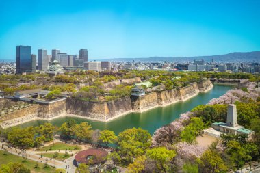 Ana kale ve Osaka Kalesi, Osaka City, Japonya