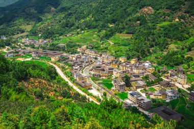Nanxi Tulou kümesi, nam-ı diğer tulou büyük duvar, şu tarafta, Fuji, Çin 'de.