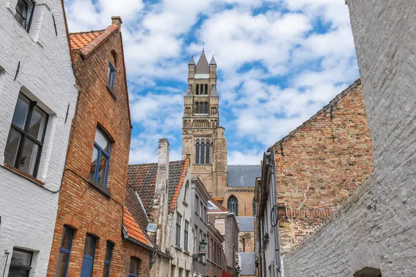 stock image The bell tower of St Salvators Cathedral located in Bruges, Belgium