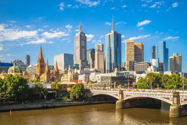 Melbourne şehrinin iş bölgesinin Skyline 'ı, CBD, Victoria State, Avustralya