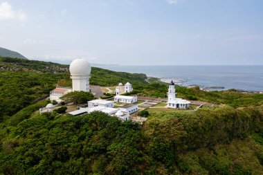 Aerial view of Cape Santiago Lighthouse in New Tapei city, Taiwan clipart