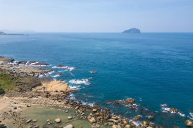 Aerial view of Keelung islet and Badouzi Coastal Park in Keelung, Taiwan clipart