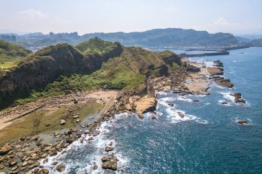 Badouzi Sahil Parkı 'nın havadan görünüşü, nam-ı diğer Wangyou Vadisi, Keelung, Tayvan