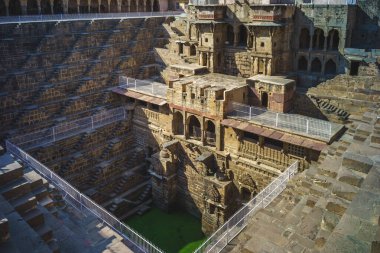 Chand Baori, a stepwell situated in the village of Abhaneri, Rajasthan, India clipart