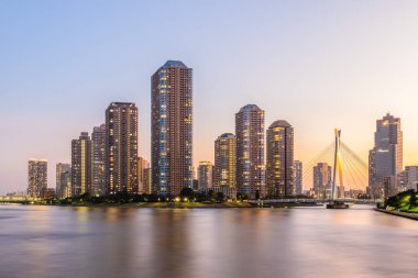 Tokyo, Japonya 'da bulunan Tsukuda Adası, Tsukudajima Manzarası