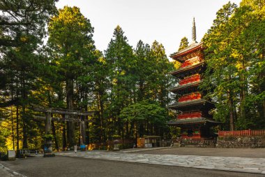 Gojunoto, beş katlı pagoda Nikko, Tochigi, Japonya 'daki Nikko Toshogu' da..