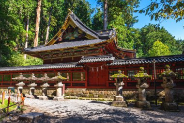 Japonya 'nın Tochigi bölgesindeki Nikko şehrinin ana Futarasan tapınağı..