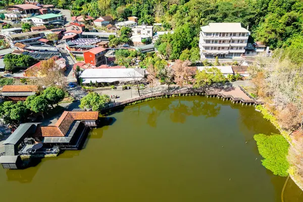 Nantou County, Tayvan 'daki Çeçen kereste göletinin hava manzarası.