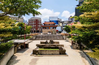 Tayvan 'ın Hsinchu şehrindeki Yinhsi Doğu Kapısı' nın havadan görüntüsü.