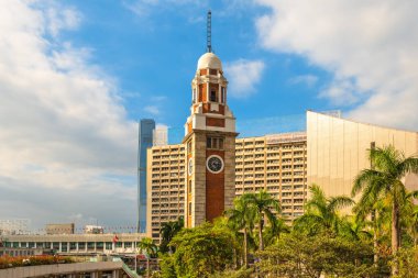 Tsim Sha Tsui 'nin güney kıyısındaki Saat Kulesi, Kowloon, Hong Kong, Çin
