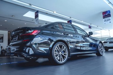 PHUKET, THAILAND - AUGUST 09, 2022: Cars in showroom of dealership BMW.