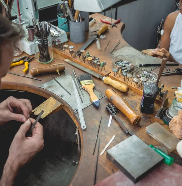 Master class in a large workshop for the manufacture of handmade jewelry.