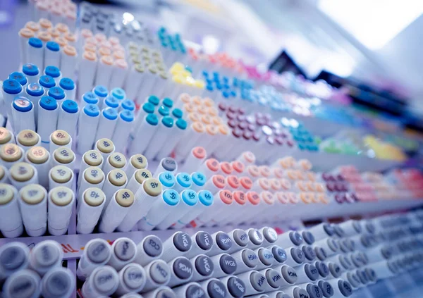 Achtergrond Van Veel Verschillende Kleurrijke Marker Pen Set — Stockfoto