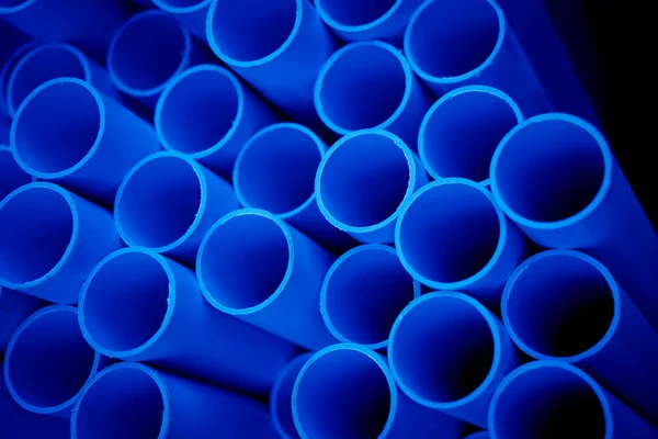 Фон Синіх Пластикових Труб Складеному Вигляді — стокове фото