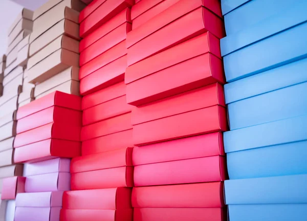 Stacks Colour Cardboard Boxes Gift Shop — Stock Photo, Image