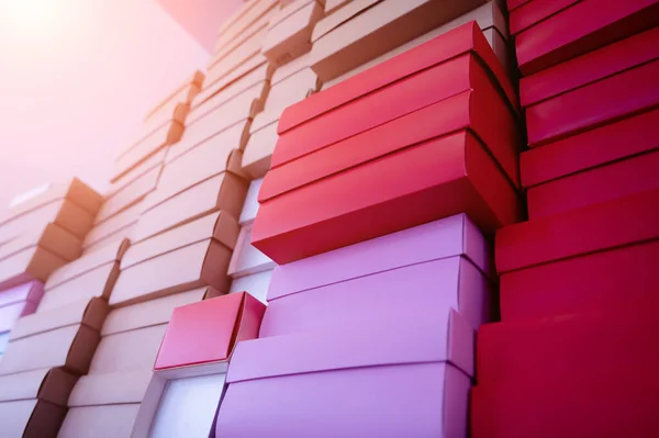 Stacks Colour Cardboard Boxes Gift Shop — Stock Photo, Image