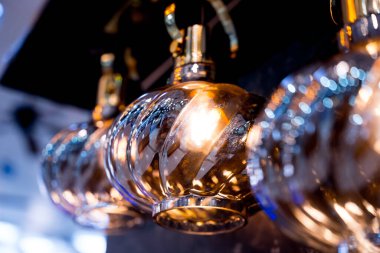 decorative lamps background at the showroom of a large store