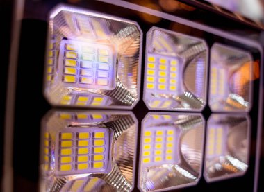 Solar-powered street lamp at the showroom of a large store.