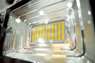 Solar-powered street lamp at the showroom of a large store.