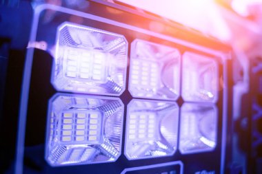 Solar-powered street lamp at the showroom of a large store.