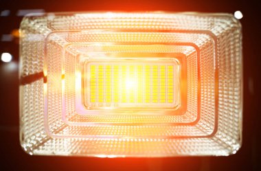 Solar-powered street lamp at the showroom of a large store.