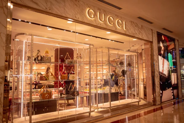 Kuala Lumpur Malaisie Décembre 2022 Enseigne Marque Gucci Sur Devanture — Photo