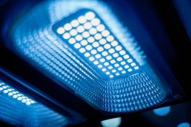 Solar-powered street lamp at the showroom of a large store.