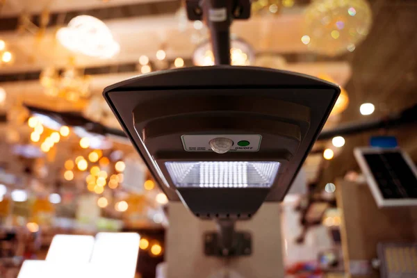 Solar Powered Street Lamp Showroom Large Store — Foto Stock