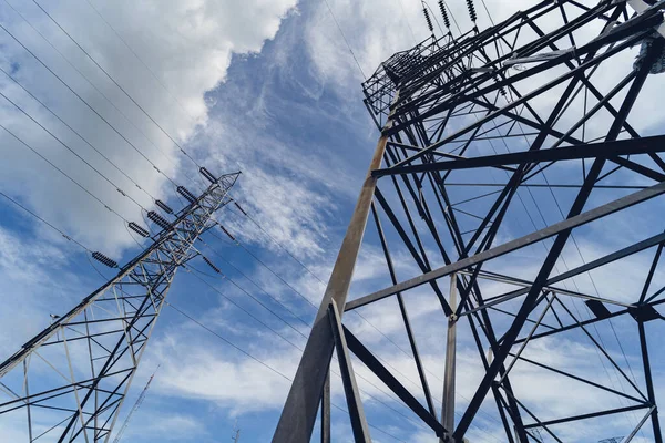 Структурный Вид Башни Высоковольтной Шестовой Электропередачи — стоковое фото