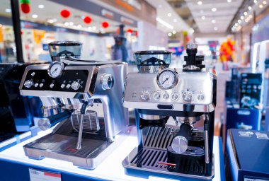 Coffee machine in the showroom of a large store.