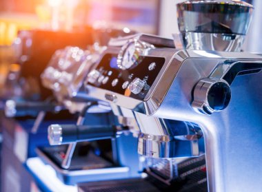 Coffee machine in the showroom of a large store.