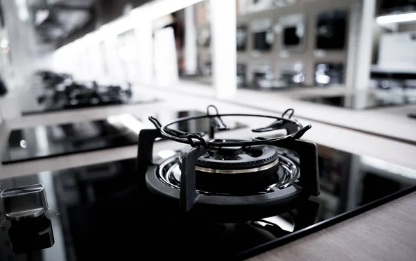 Domestic kitchen gas stove top cooker without flame.