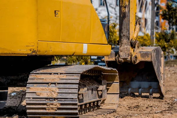 Escavadeira Com Cava Solo Para Fundação Área Construção — Fotografia de Stock
