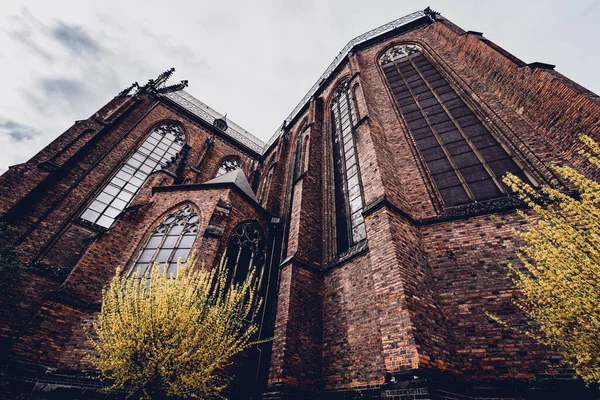 Avrupa 'daki eski gotik katedralin mimari ayrıntıları.