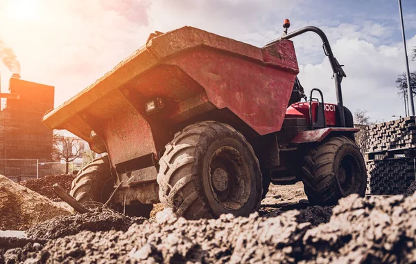 stock image Big construction site with construction machinery in the construction area