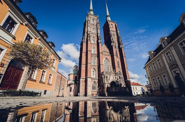 Wroclaw Polska Kwiecień 2023 Zewnątrz Starej Katedry Historycznej Starym Mieście — Zdjęcie stockowe