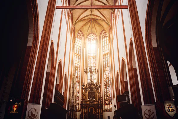 Interior Nave Principal Antigua Iglesia Católica Europea — Foto de Stock
